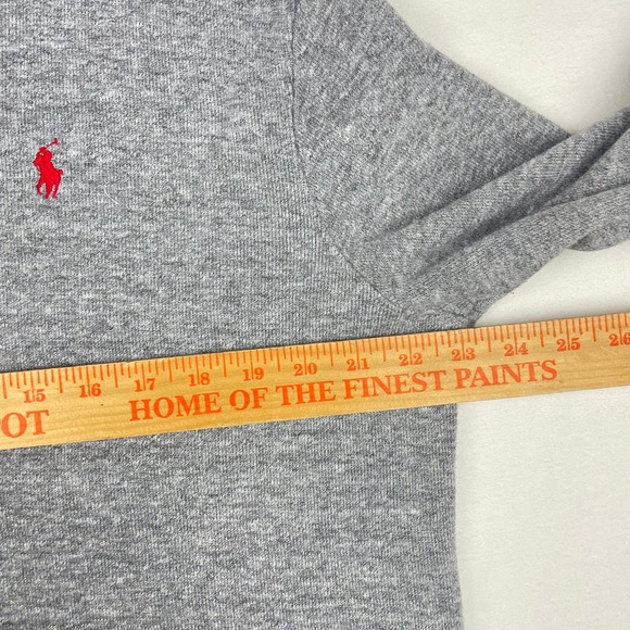 Polo Ralph Lauren Mens Quarter Zip Pullover Heather Grey Red Pony Logo Size M - Picture 6 of 8